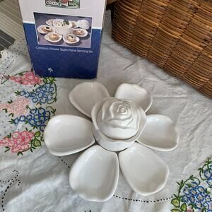 Cobble Creek Ceramic Flower Garden Tea Party Appetizer Tray Platter Dish Bowl